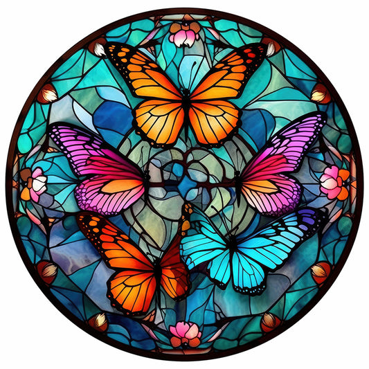 Butterfly Glass Painting - Full Round Drill Diamond Painting 30*30CM