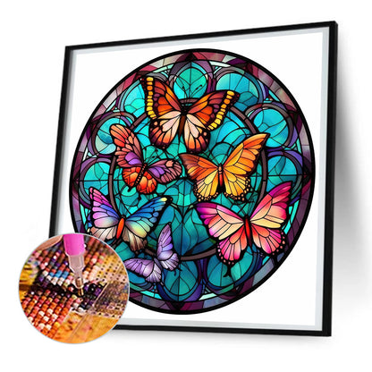 Butterfly Glass Painting - Full Round Drill Diamond Painting 30*30CM