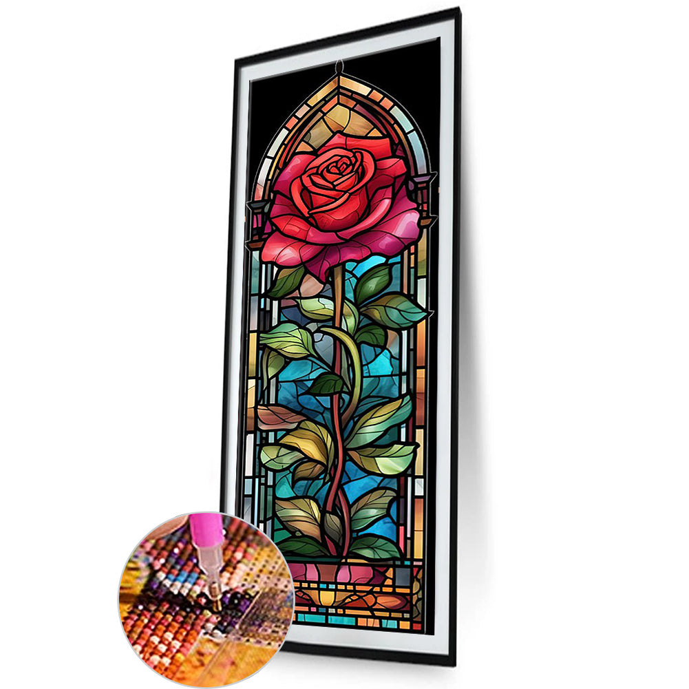 Rose Glass Painting - Full Round Drill Diamond Painting 30*90CM