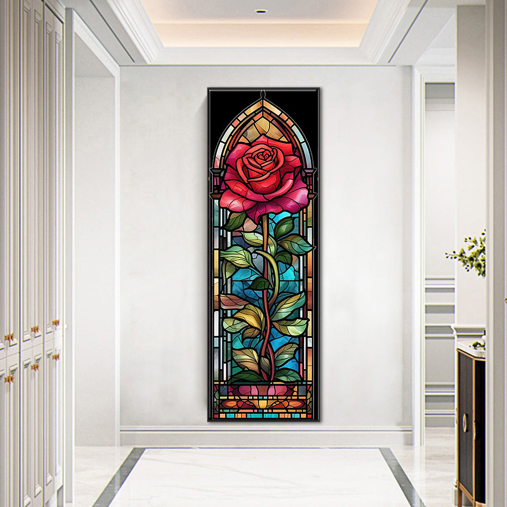 Rose Glass Painting - Full Round Drill Diamond Painting 30*90CM