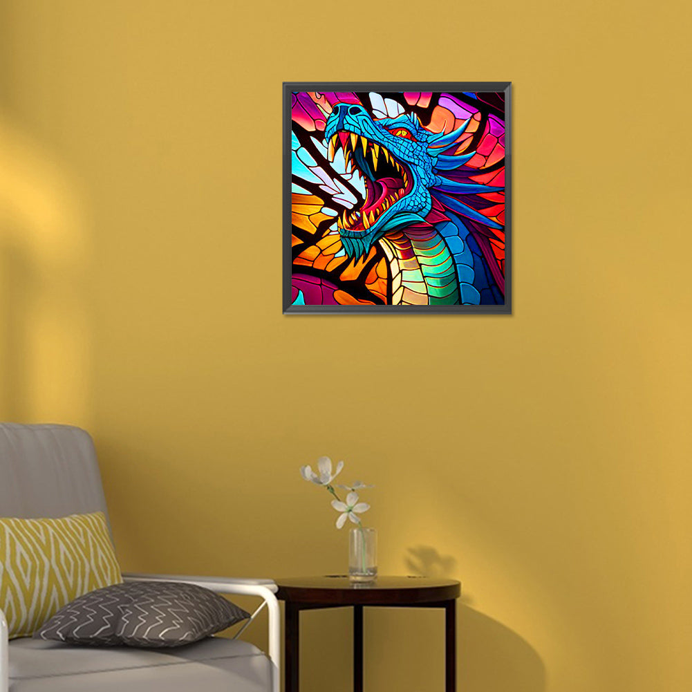 Roaring Blue Dragon - Full Round Drill Diamond Painting 30*30CM