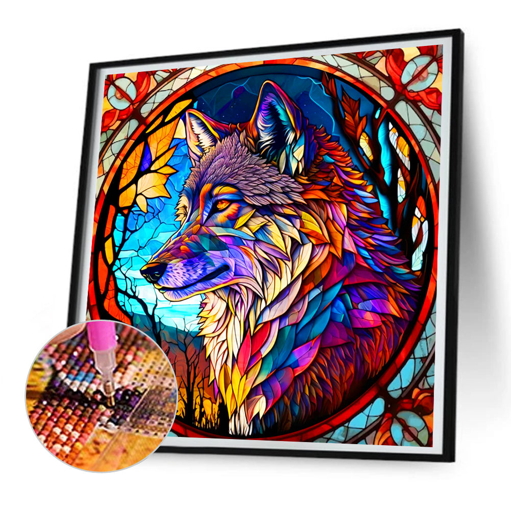 Colorful Wolf - Full Round Drill Diamond Painting 30*30CM