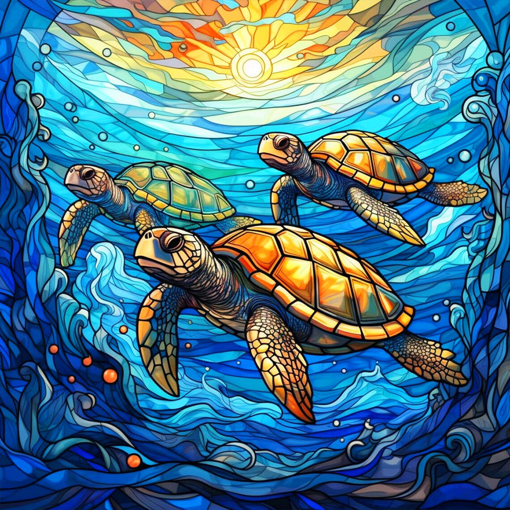 Sea Turtle - Full Round Drill Diamond Painting 30*30CM