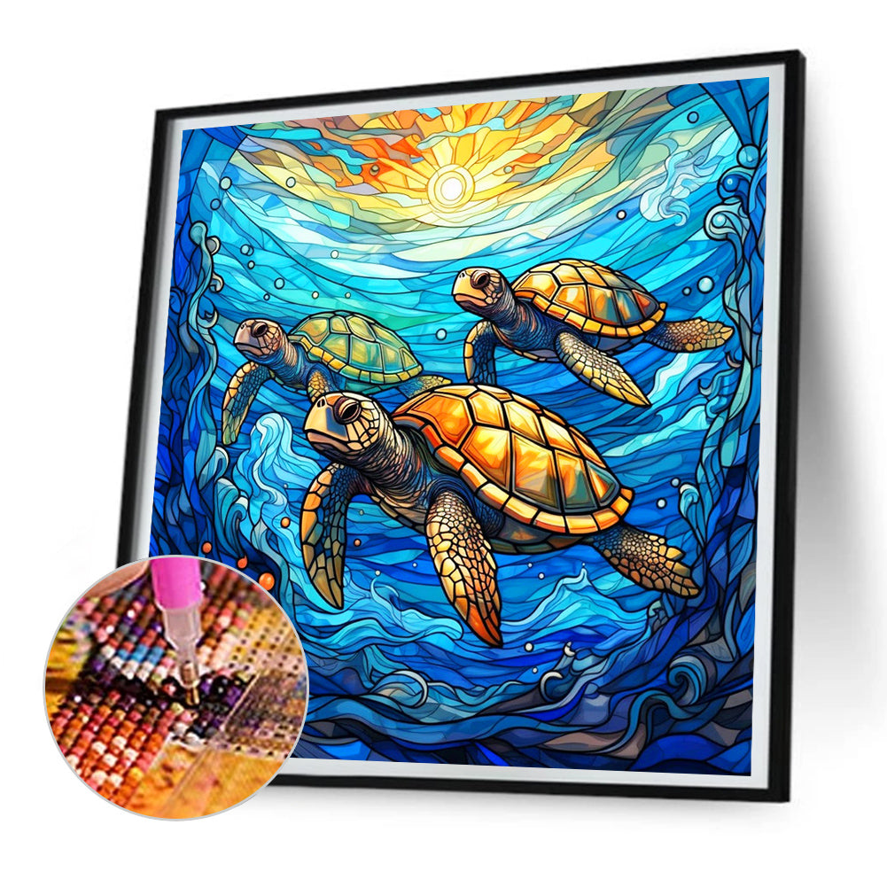 Sea Turtle - Full Round Drill Diamond Painting 30*30CM