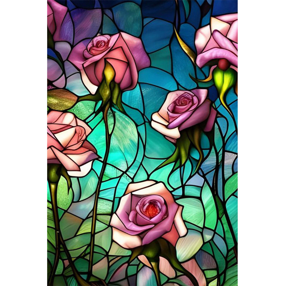 Glass Painted Rose - Full Round Drill Diamond Painting 40*60CM