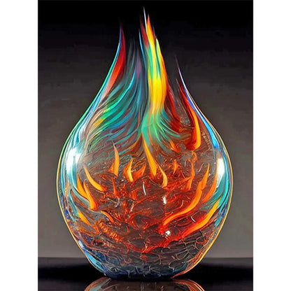 Glass Fire Sculpture - Full Round Drill Diamond Painting  30*40CM