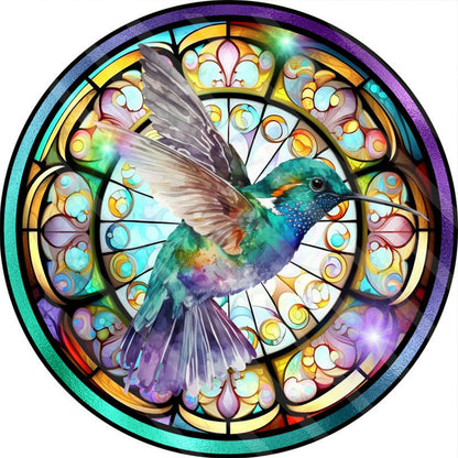 Round Plate Glass Painting Hummingbird - Full Round Drill Diamond Painting 30*30CM