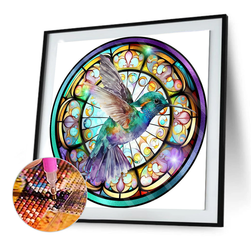 Round Plate Glass Painting Hummingbird - Full Round Drill Diamond Painting 30*30CM