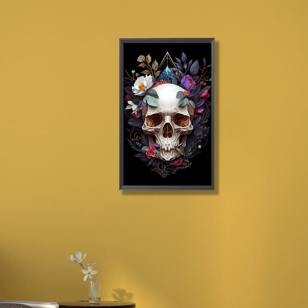 Skull Flowers - AB Dril Square Diamond Painting 30*50CM