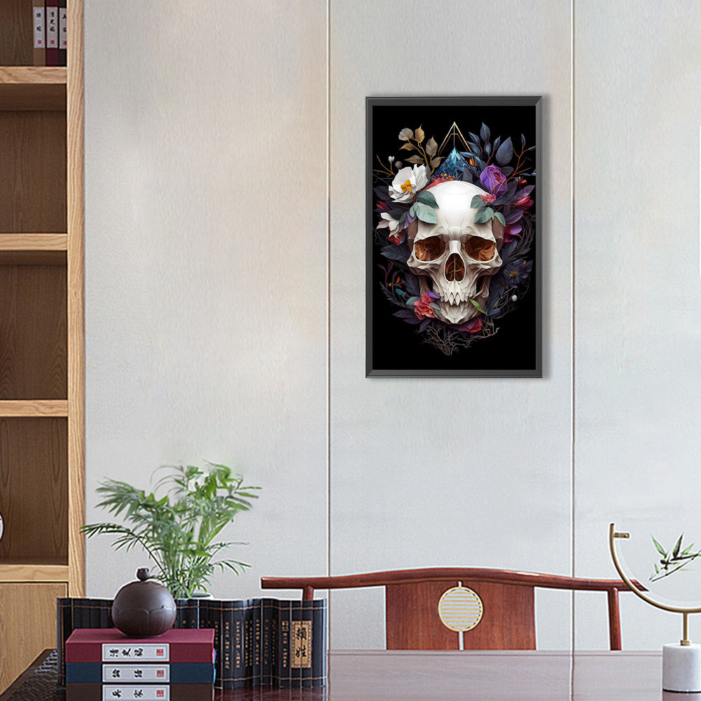Skull Flowers - AB Dril Square Diamond Painting 30*50CM