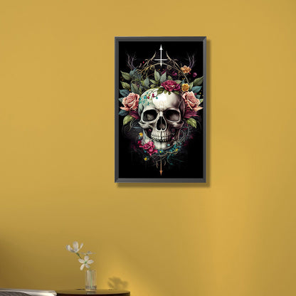 Skull Flowers - AB Dril Square Diamond Painting 30*50CM