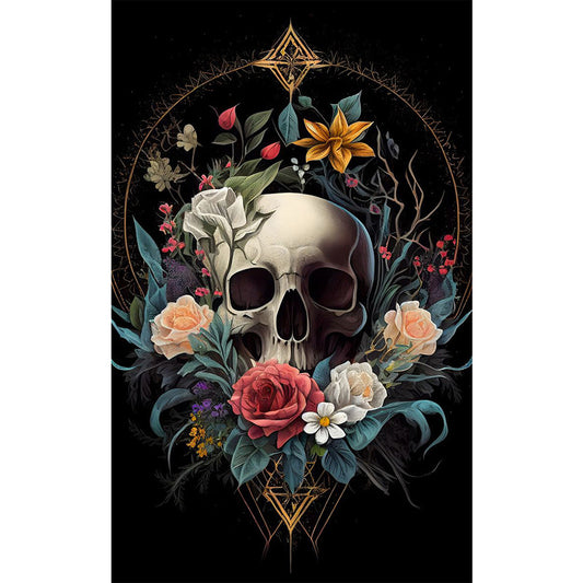 Skull Flowers - AB Dril Square Diamond Painting 30*50CM