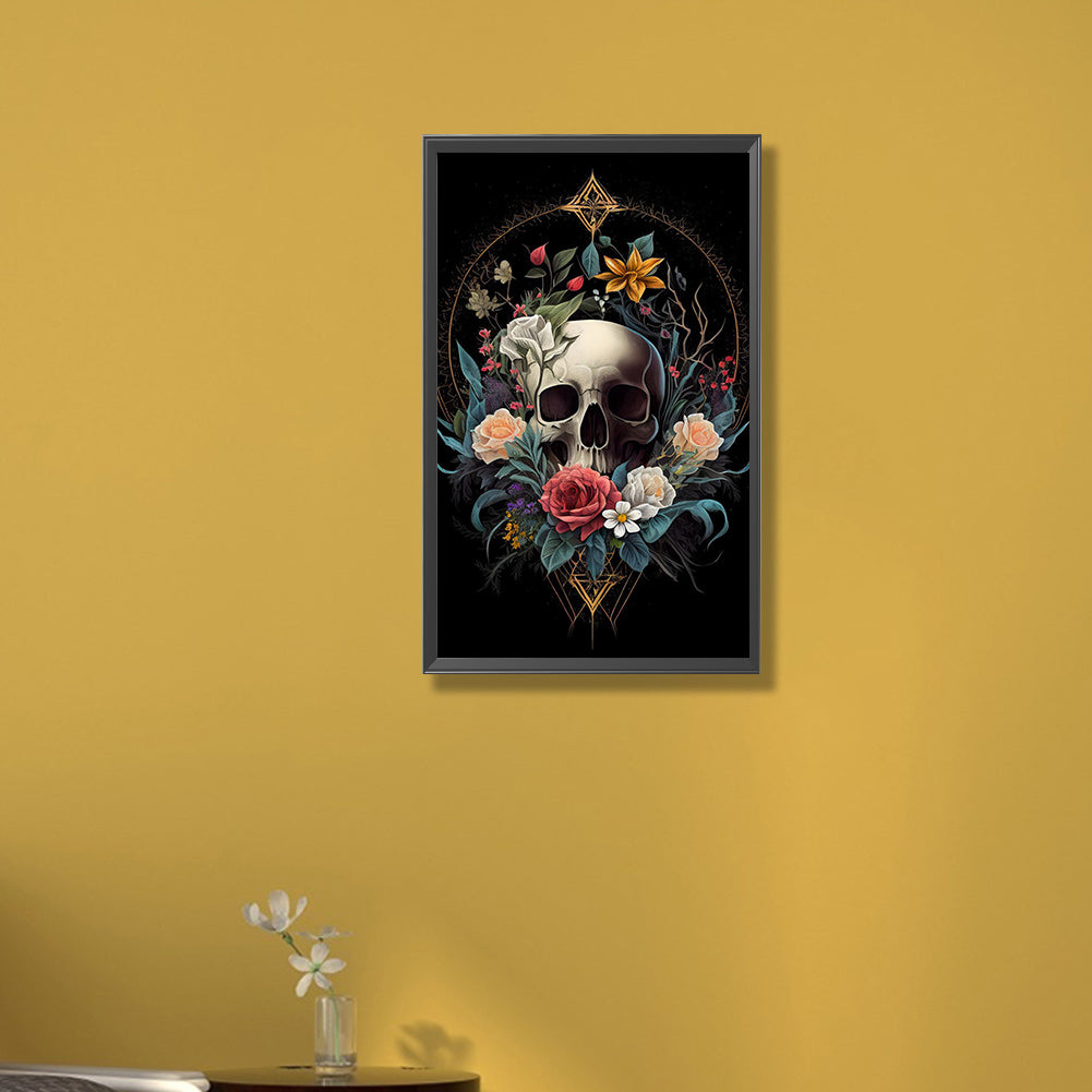 Skull Flowers - AB Dril Square Diamond Painting 30*50CM
