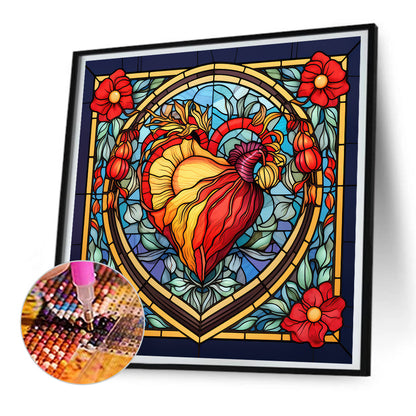 Sincere Heart Glass Painting - Full Round Drill Diamond Painting 30*30CM