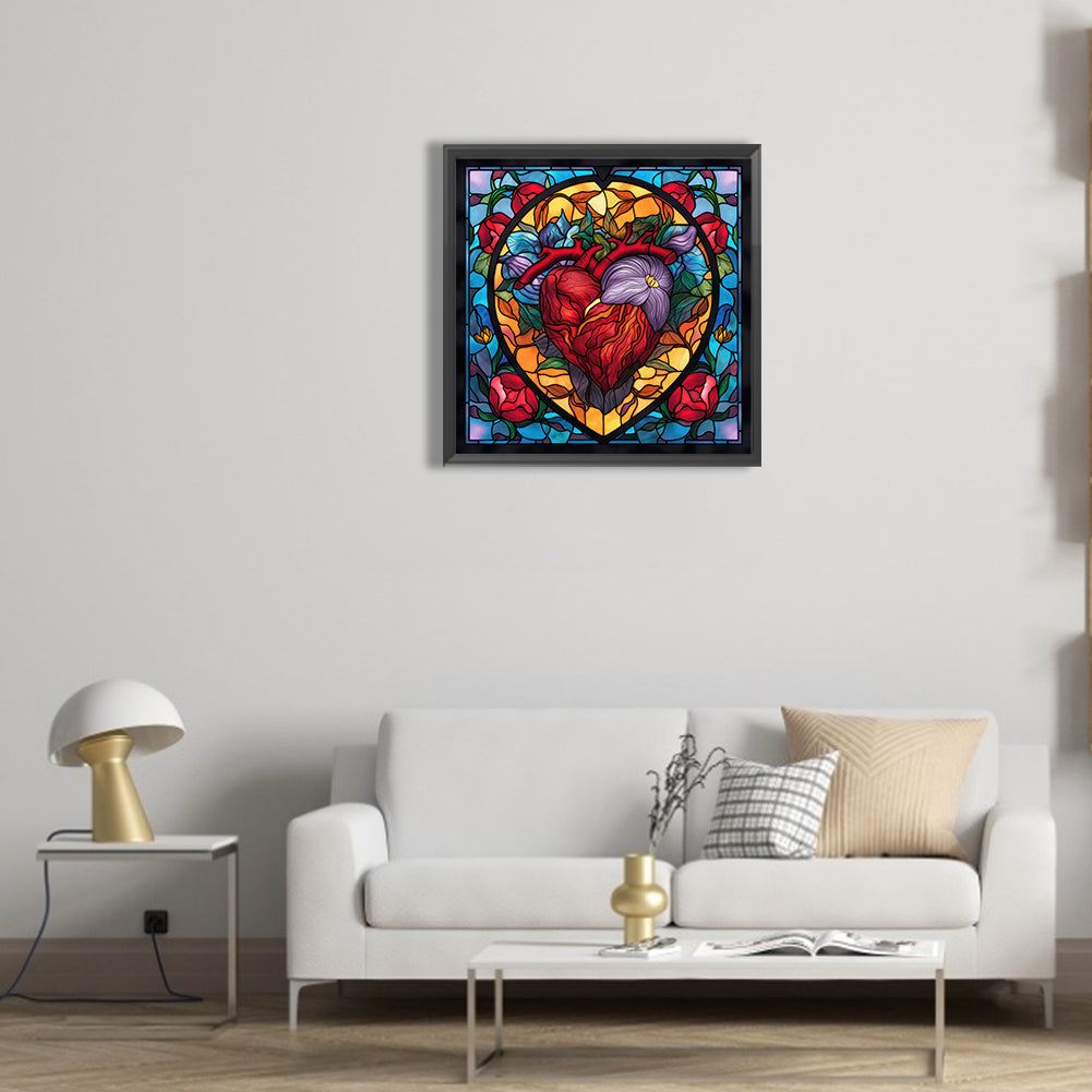 Sincere Heart Glass Painting - Full Round Drill Diamond Painting 30*30CM