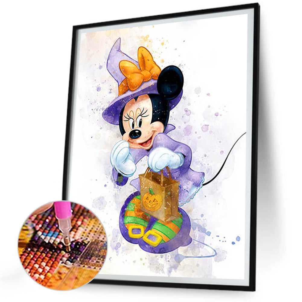 Watercolor Disney Minnie Mouse - Full Round Drill Diamond Painting 30*40CM