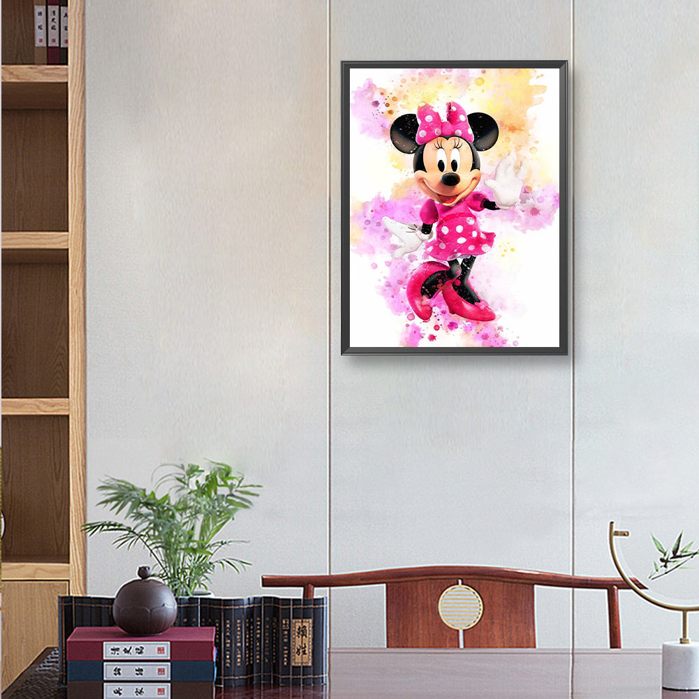 Watercolor Disney Minnie Mouse - Full Round Drill Diamond Painting 30*40CM