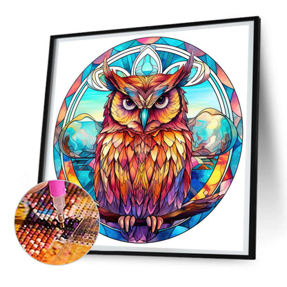 Owl Glass Painting - Full Round Drill Diamond Painting 30*30CM