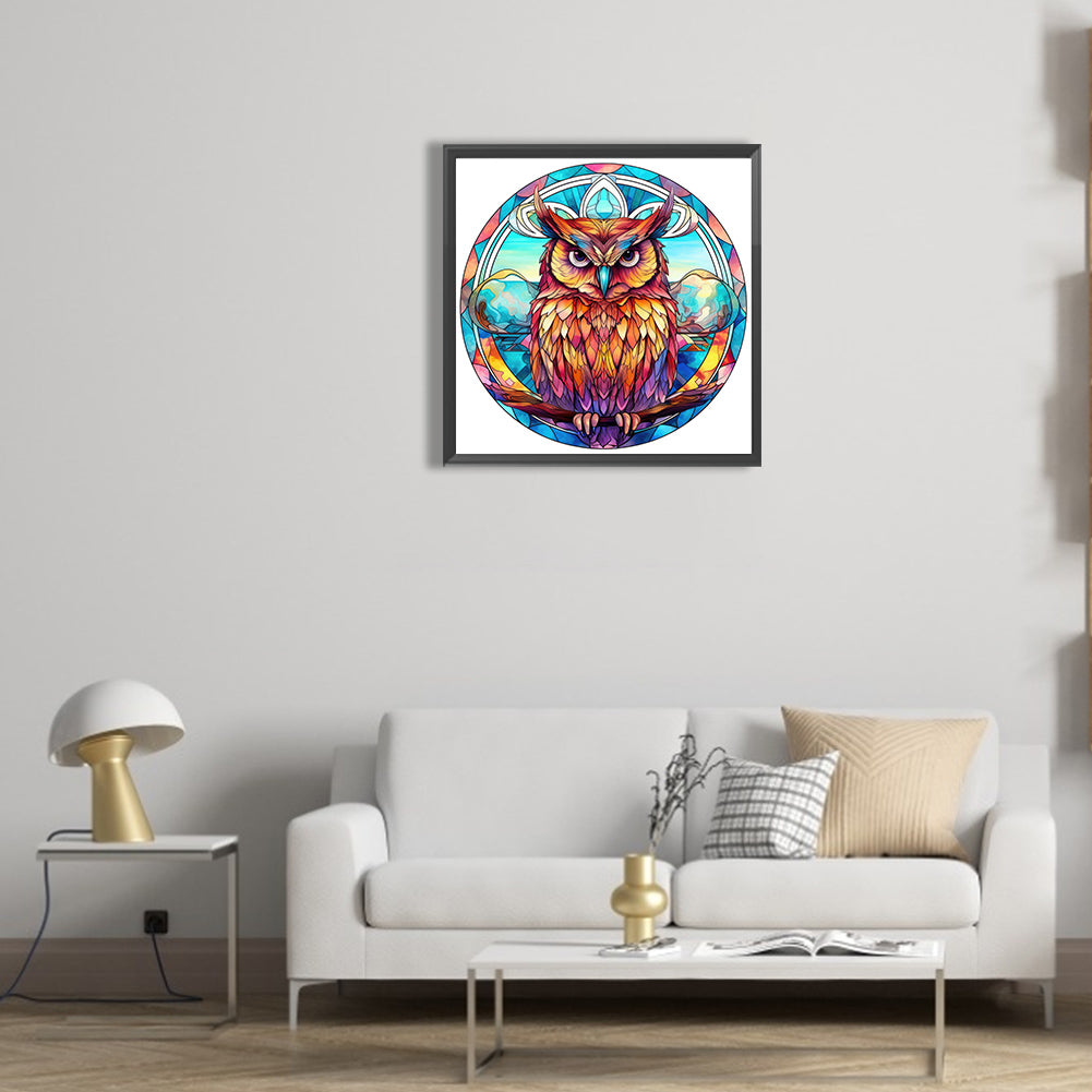 Owl Glass Painting - Full Round Drill Diamond Painting 30*30CM