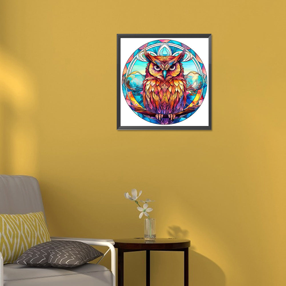 Owl Glass Painting - Full Round Drill Diamond Painting 30*30CM