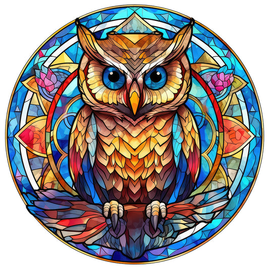 Owl Glass Painting - Full Round Drill Diamond Painting 30*30CM