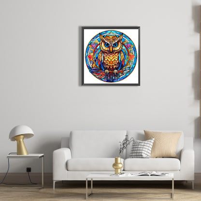 Owl Glass Painting - Full Round Drill Diamond Painting 30*30CM