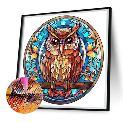 Owl Glass Painting - Full Round Drill Diamond Painting 30*30CM