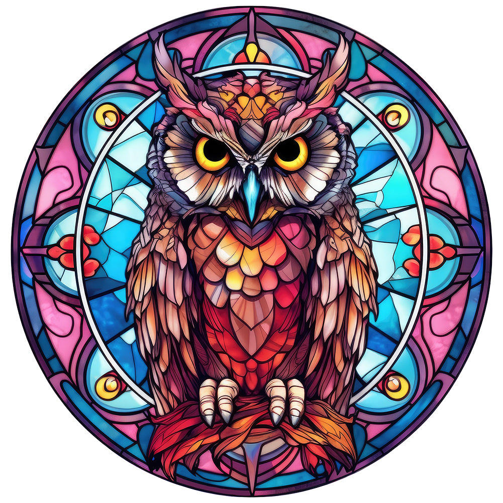 Owl Glass Painting - Full Round Drill Diamond Painting 30*30CM