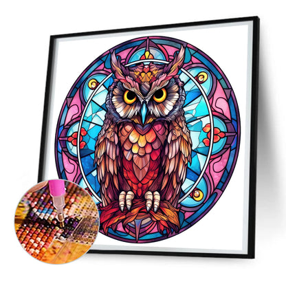 Owl Glass Painting - Full Round Drill Diamond Painting 30*30CM