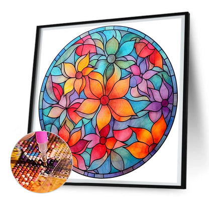 Flower Glass Painting - Full Round Drill Diamond Painting 30*30CM