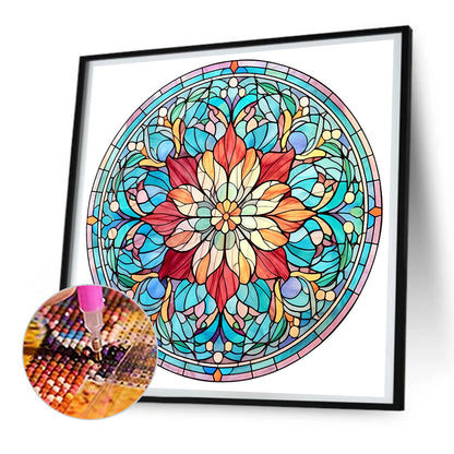 Flower Glass Painting - Full Round Drill Diamond Painting 30*30CM