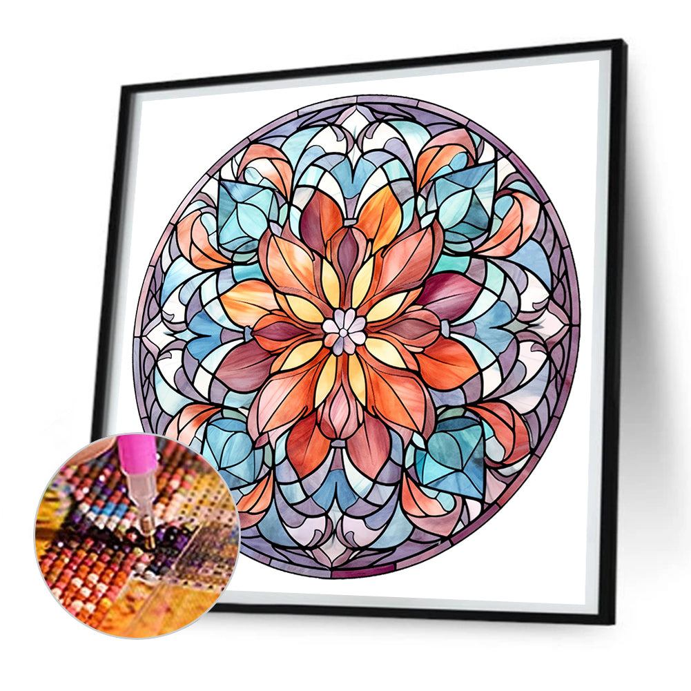 Flower Glass Painting - Full Round Drill Diamond Painting 30*30CM