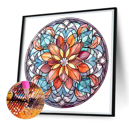 Flower Glass Painting - Full Round Drill Diamond Painting 30*30CM