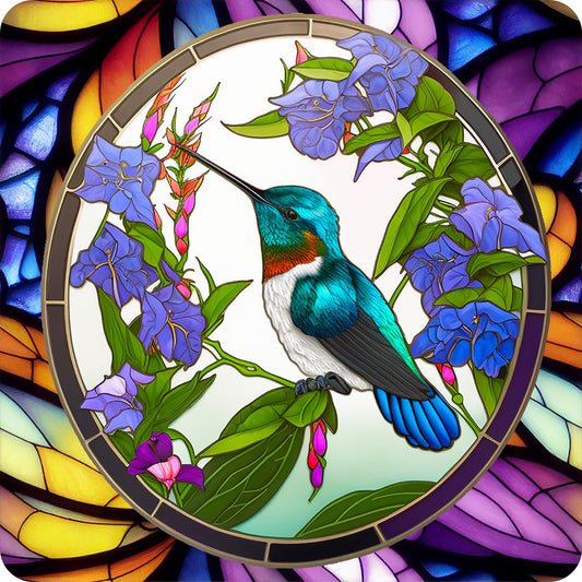 Bird Holding Flower Glass Painting - Full Round Drill Diamond Painting 30*30CM