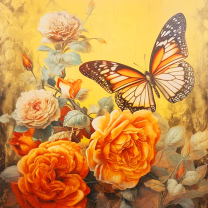 Flowers And Butterflies - Full Round Drill Diamond Painting 30*30CM