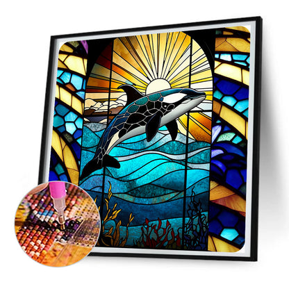 Marine Life Glass Painting - Full Round Drill Diamond Painting 30*30CM