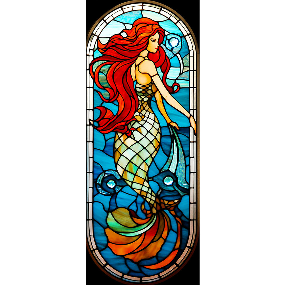 Mermaid Glass Painting - Full Round Drill Diamond Painting 40*100CM