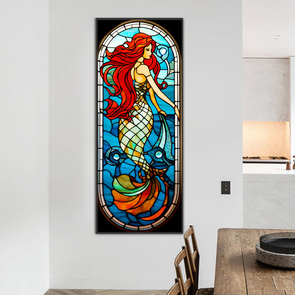 Mermaid Glass Painting - Full Round Drill Diamond Painting 40*100CM