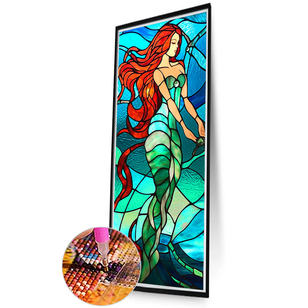 Mermaid Glass Painting - Full Round Drill Diamond Painting 40*100CM