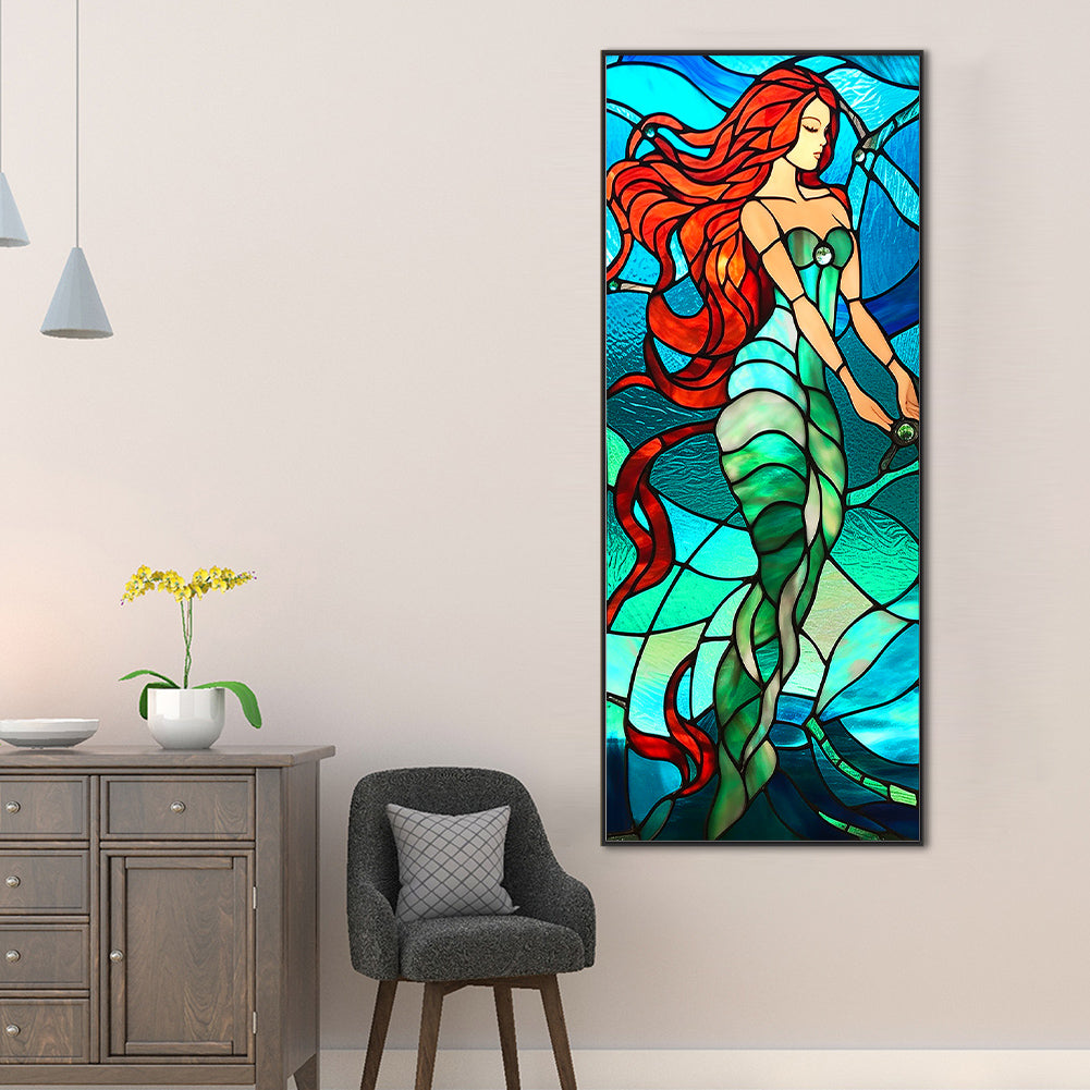 Mermaid Glass Painting - Full Round Drill Diamond Painting 40*100CM