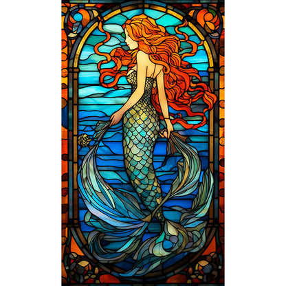 Mermaid Glass Painting - Full Round Drill Diamond Painting 40*70CM