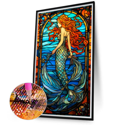 Mermaid Glass Painting - Full Round Drill Diamond Painting 40*70CM