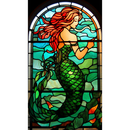 Mermaid Glass Painting - Full Round Drill Diamond Painting 40*70CM