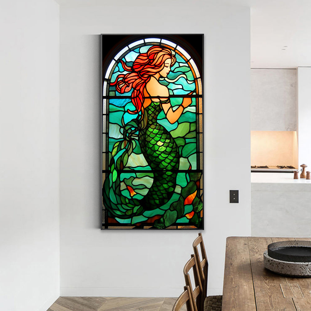 Mermaid Glass Painting - Full Round Drill Diamond Painting 40*70CM