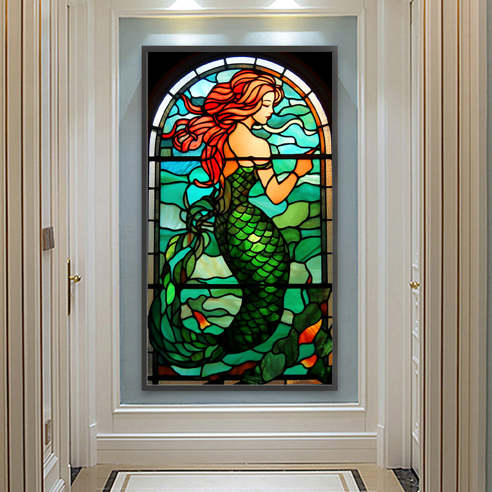 Mermaid Glass Painting - Full Round Drill Diamond Painting 40*70CM