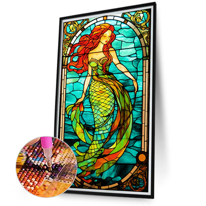 Mermaid Glass Painting - Full Round Drill Diamond Painting 40*70CM