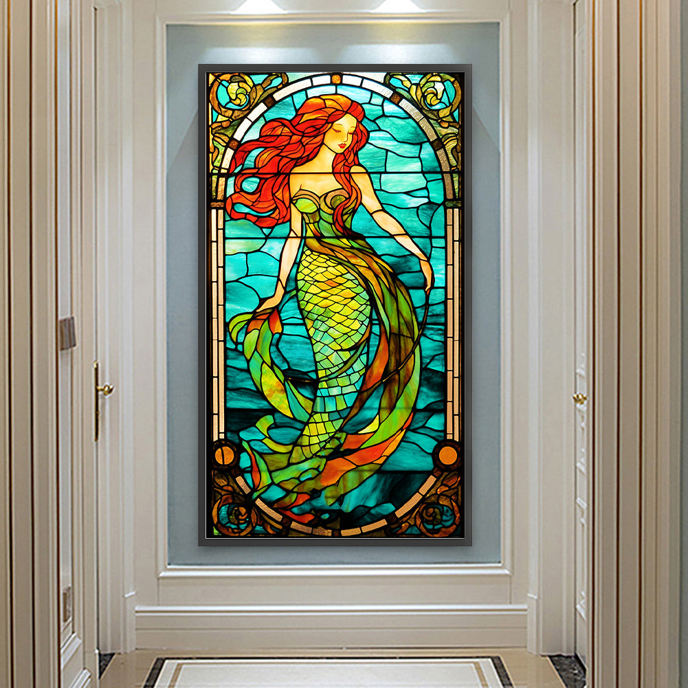 Mermaid Glass Painting - Full Round Drill Diamond Painting 40*70CM