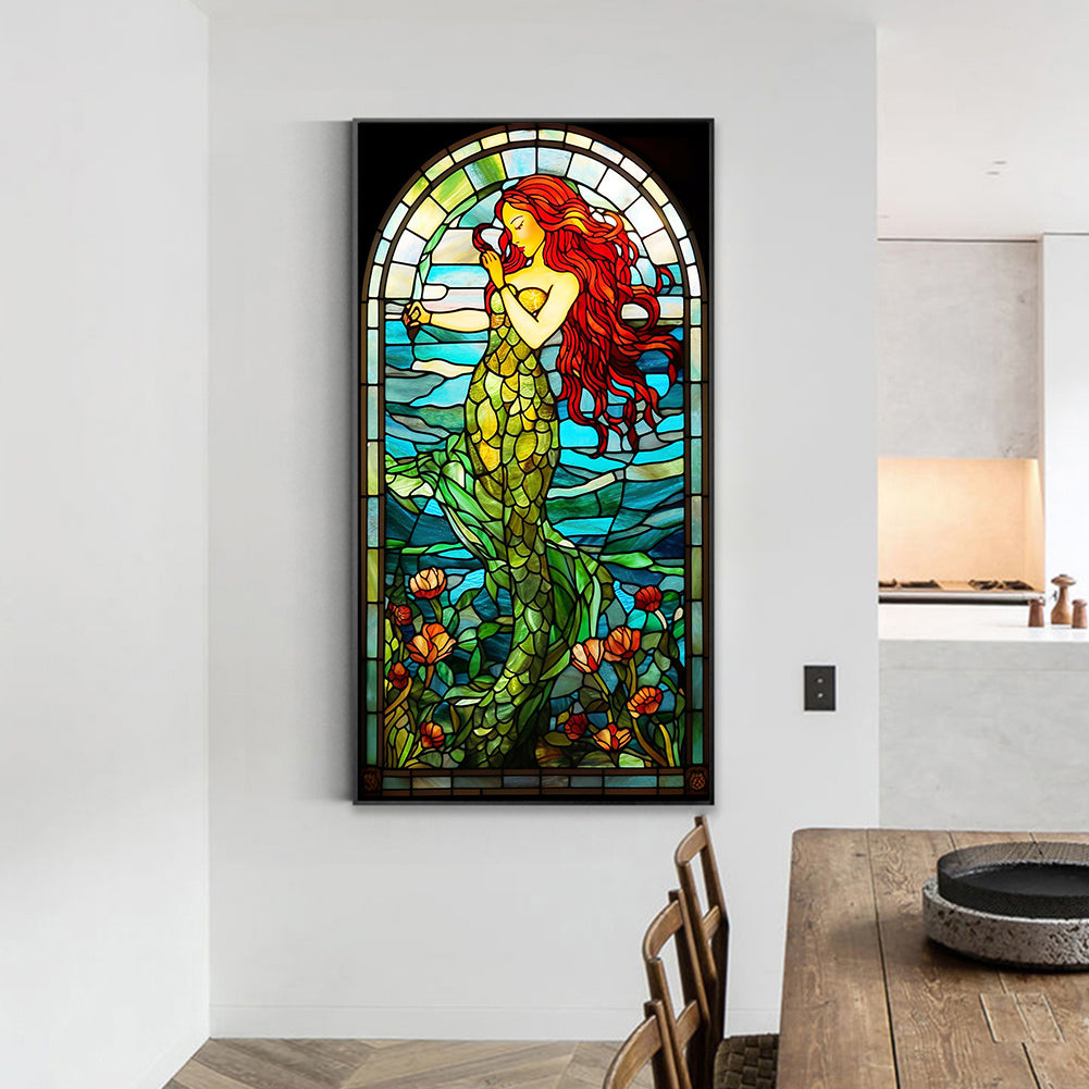 Mermaid Glass Painting - Full Round Drill Diamond Painting 40*70CM