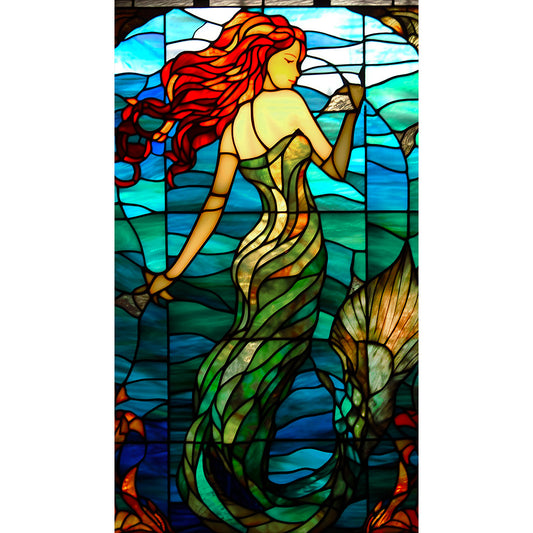 Mermaid Glass Painting - Full Round Drill Diamond Painting 40*70CM