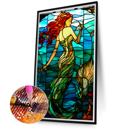 Mermaid Glass Painting - Full Round Drill Diamond Painting 40*70CM